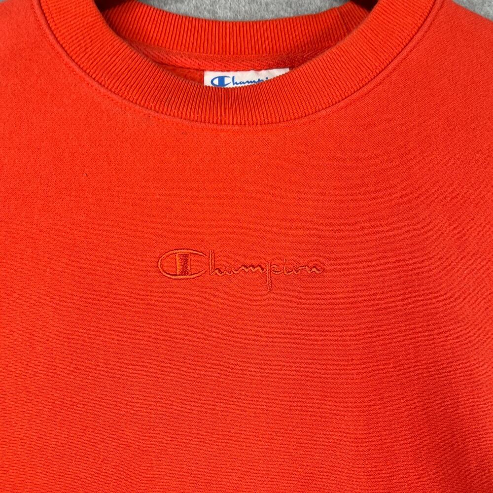 Champion Reverse Weave Sweatshirt Small Bright Orange Casual Logo Mens - Picture 3 of 10